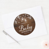 Sticker Rond Baby shower lumineux en bois rustique Mason Jars (Enveloppe)