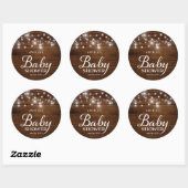 Sticker Rond Baby shower lumineux en bois rustique Mason Jars (Feuille)