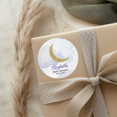 Sticker Rond Baby shower Lune Parties scintillant d'or