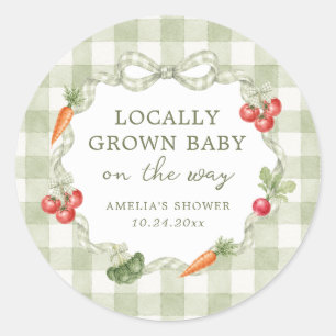 Sticker Rond Baby Shower Marché de Fermier Local