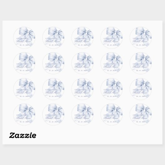 Sticker Rond Baby Shower Mariage au Ruban Bleu (Feuille)