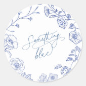 Sticker Rond Baby Shower Mariage Quelque Chose de Bleu (Devant)