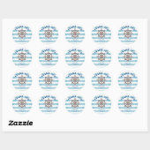 Sticker Rond Baby shower marin marine bleu mou Merci (Feuille)