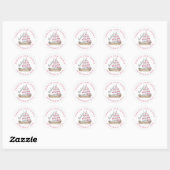 Sticker Rond Baby shower marin rose Merci (Feuille)