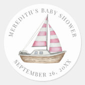 Sticker Rond Baby shower marin rose pour bébé (Devant)