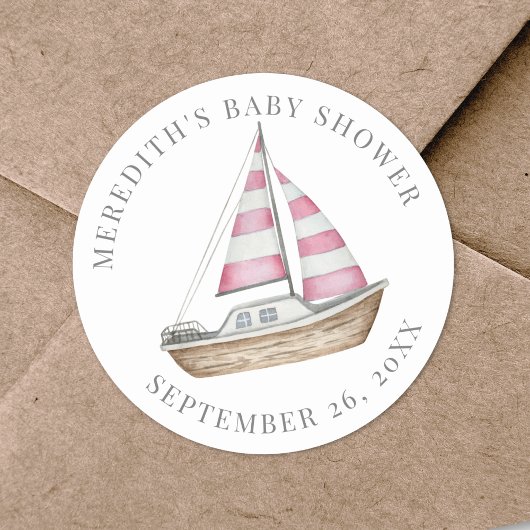 Sticker Rond Baby shower marin rose pour bébé