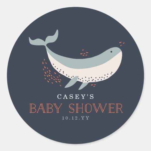 Sticker Rond Baby shower Marine Life (Devant)