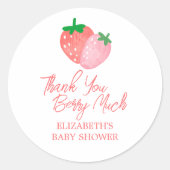 Sticker Rond Baby shower Merci aux fraises (Devant)