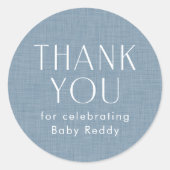 Sticker Rond Baby shower merci cambray bleu (Devant)