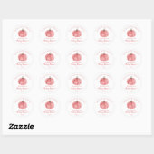 Sticker Rond Baby shower Merci Citrouille rose aquarelle (Feuille)