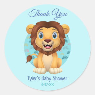 Sticker Rond Baby shower Merci Cute Baby Lion do-it-yourself No