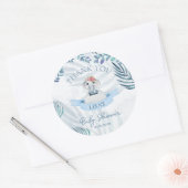 Sticker Rond Baby shower Merci Eléphant Aquarelle Cute (Enveloppe)