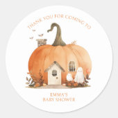 Sticker Rond Baby shower Merci Halloween de chute d'aquarelle (Devant)