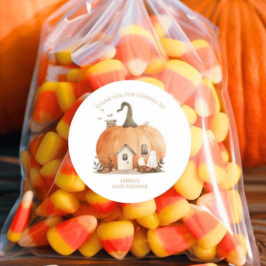 Sticker Rond Baby shower Merci Halloween de chute d'aquarelle