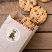 Sticker Rond Baby shower Merci mignon ours en peluche