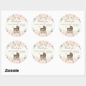 Sticker Rond Baby shower Merci rose Aquarelle Fleurs (Feuille)