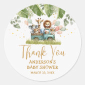 Sticker Rond Baby shower Merci Safari (Devant)