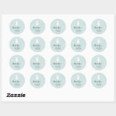 Sticker Rond Baby shower Merci Teddy Bear | Aqua Blue (Feuille)