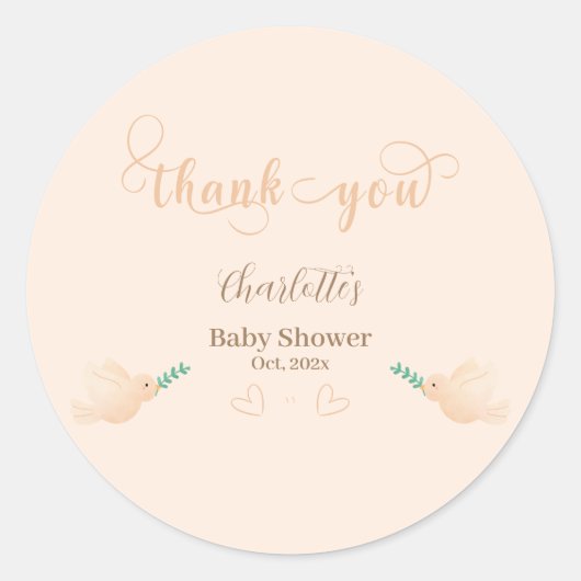 Sticker Rond Baby shower mignon de la colombe (Devant)