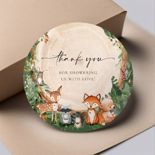 Sticker Rond Baby-Shower Mignon en Forêt