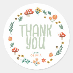 Sticker Rond Baby shower mignon et rustique Woodland Favoriser