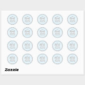Sticker Rond Baby shower mignonne Calligraphie Script Blue Trea (Feuille)