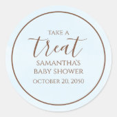 Sticker Rond Baby shower mignonne Calligraphie Script Blue Trea (Devant)