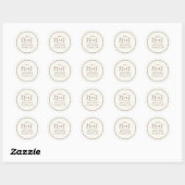 Sticker Rond Baby shower mignonne Calligraphie Script Crème tra (Feuille)