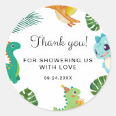 Sticker Rond Baby Shower Mini Dino Mignon (Devant)