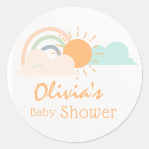 Sticker Rond Baby shower minimal Pastel