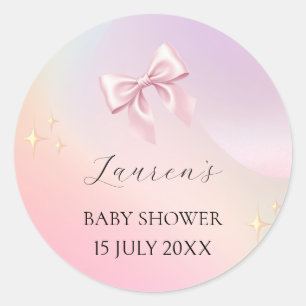 Sticker Rond Baby-Shower Minimaliste Arc-en-Rose