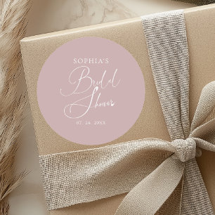 Sticker Rond Baby Shower Minimaliste Calligraphié Mauve