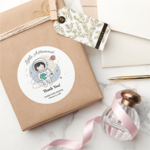 Sticker Rond Baby shower minimaliste des petits astronautes