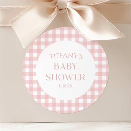 Sticker Rond Baby shower minimaliste rose