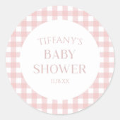 Sticker Rond Baby shower minimaliste rose (Devant)