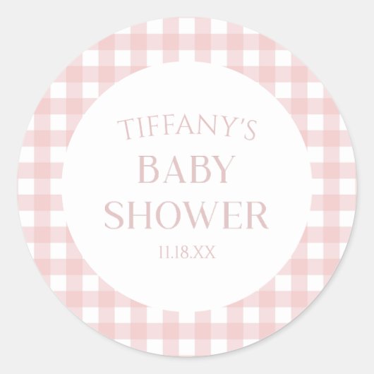Sticker Rond Baby shower minimaliste rose (Devant)