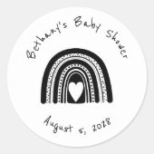 Sticker Rond Baby shower moderne Black White Rainbow (Devant)