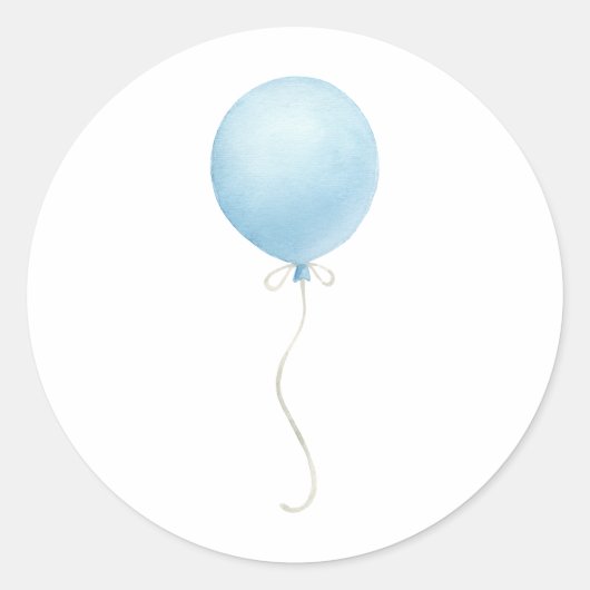 Sticker Rond Baby shower moderne Blue Balloon Boy (Devant)