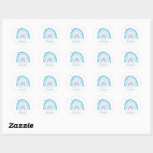 Sticker Rond Baby shower moderne Blue Rainbow Boho (Feuille)
