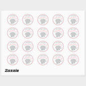Sticker Rond Baby shower moderne Blush et Grey Elephant Girl (Feuille)