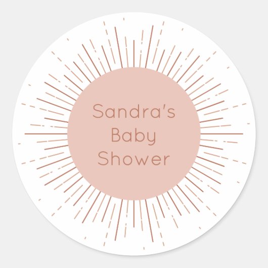 Sticker Rond Baby shower moderne Boho Sun (Devant)