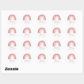Sticker Rond Baby shower moderne chic Pastel rose arc-en-ciel (Feuille)