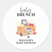 Sticker Rond Baby shower moderne de brunch au lait Berry Pancak (Devant)