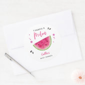 Sticker Rond Baby shower moderne de pastèque rose (Enveloppe)