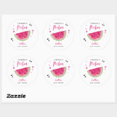Sticker Rond Baby shower moderne de pastèque rose (Feuille)