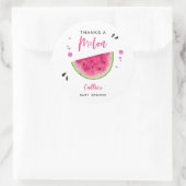 Sticker Rond Baby shower moderne de pastèque rose (Sac)