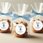 Sticker Rond Baby shower moderne Denim Boy Blue Jean