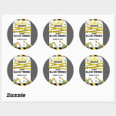 Sticker Rond Baby shower moderne en construction (Feuille)