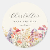 Sticker Rond Baby shower moderne et Fleur sauvage (Devant)