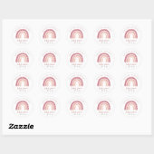 Sticker Rond Baby shower moderne Pastel Pink Rainbow (Feuille)